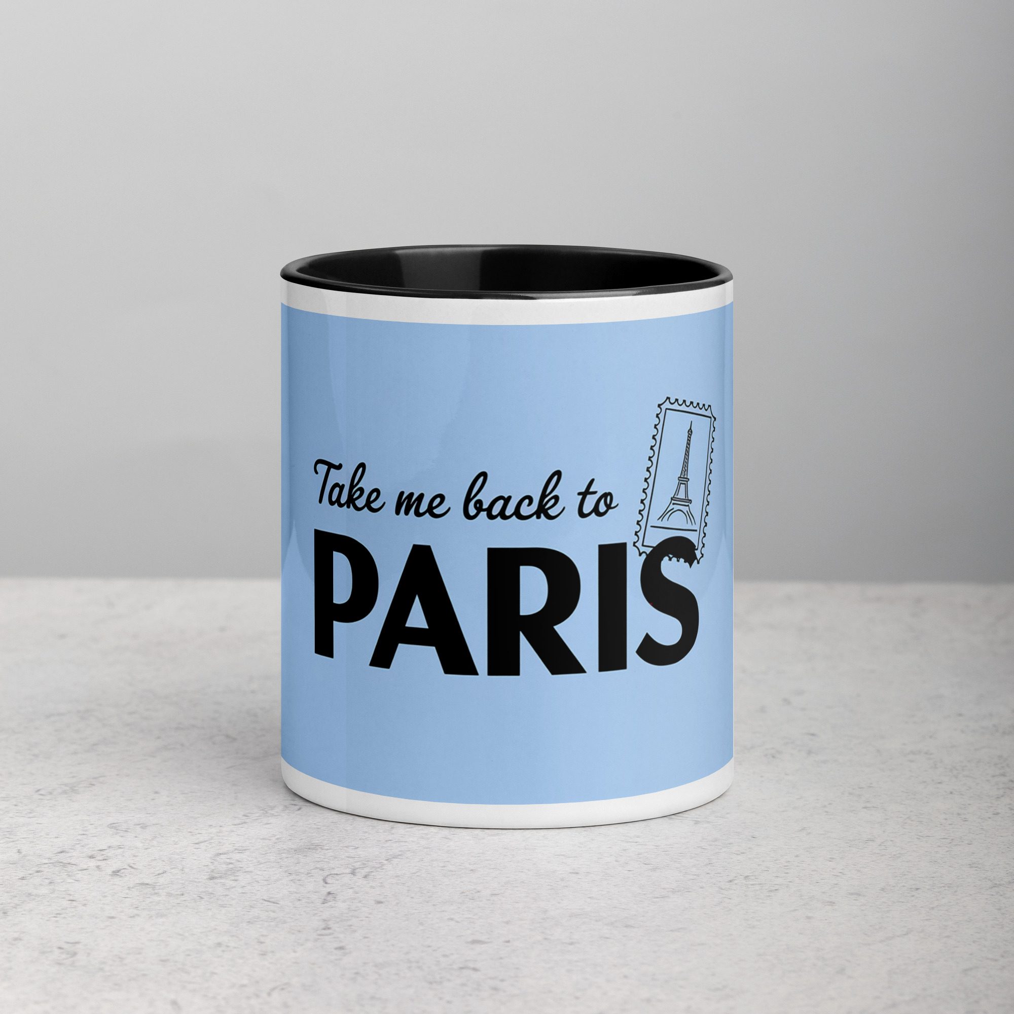 white-ceramic-mug-with-color-inside-black-11-oz-front-674737f91f531.jpg Take Me Back to Paris Coffee Mug - Image 1