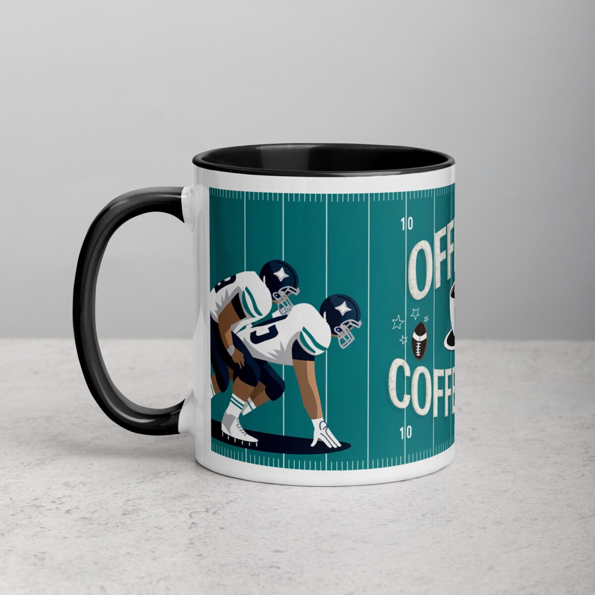 Offense, Defense, Coffee First Football Mug - Image 2