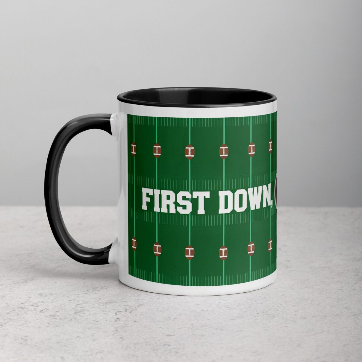 First Down, First Sip Football Coffee Mug - Image 2