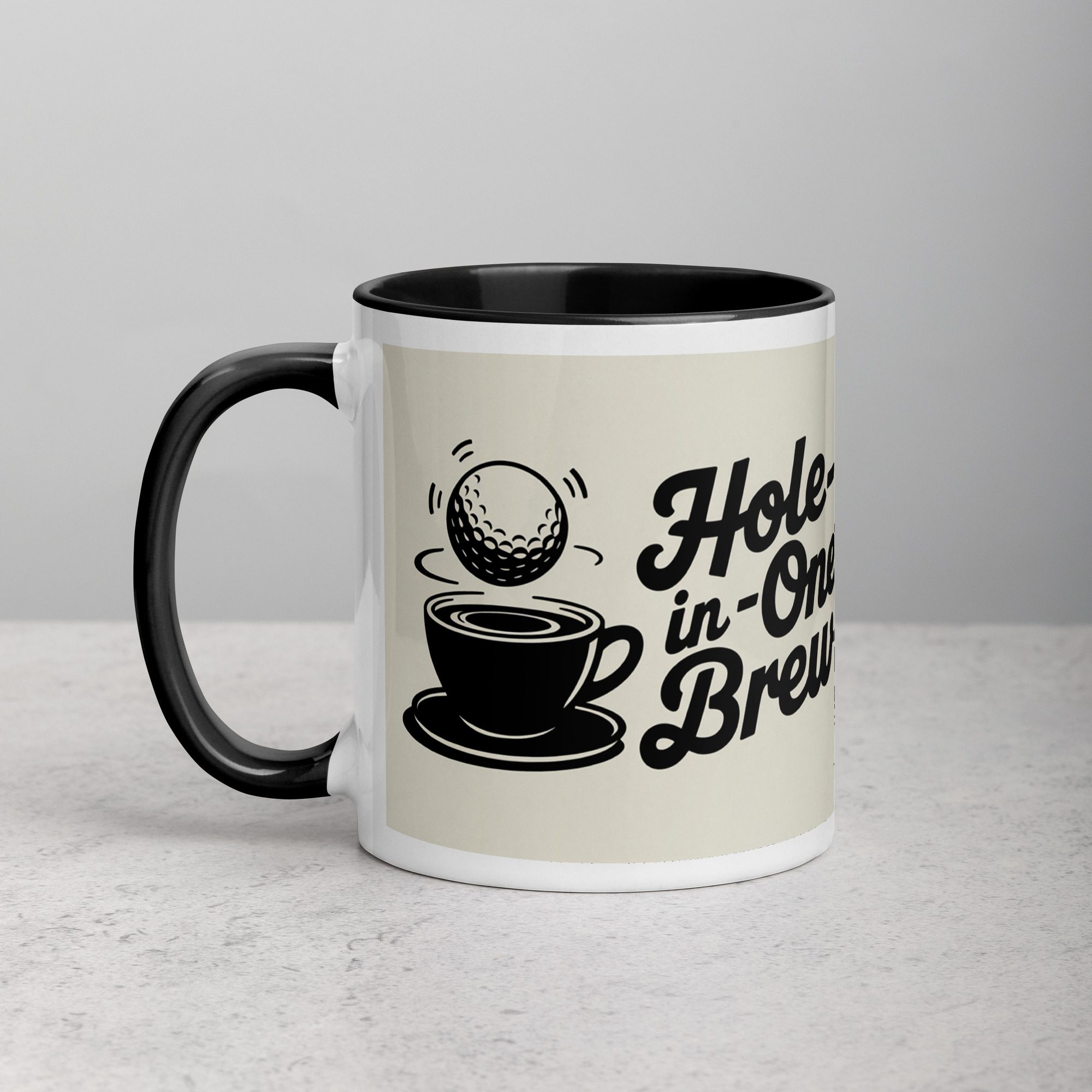 white-ceramic-mug-with-color-inside-black-11-oz-left-67251d6d3d5f6.jpg Hole-in-One Brew Golf Coffee Mug - Image 1