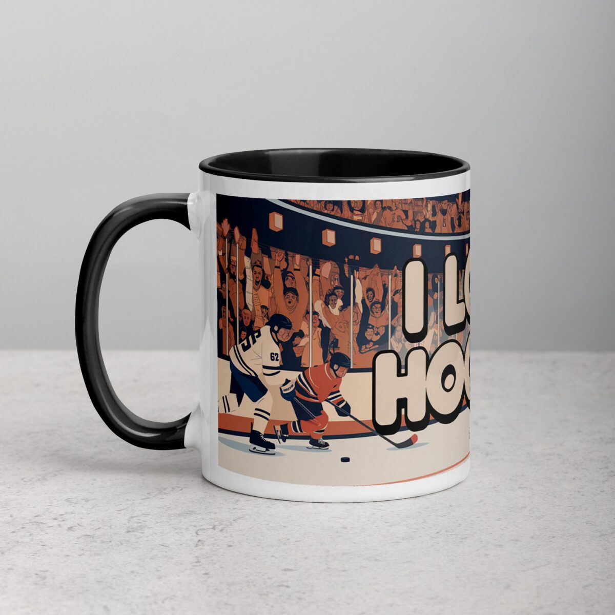 I Love Hockey Retro Hockey Coffee Cup - Image 2