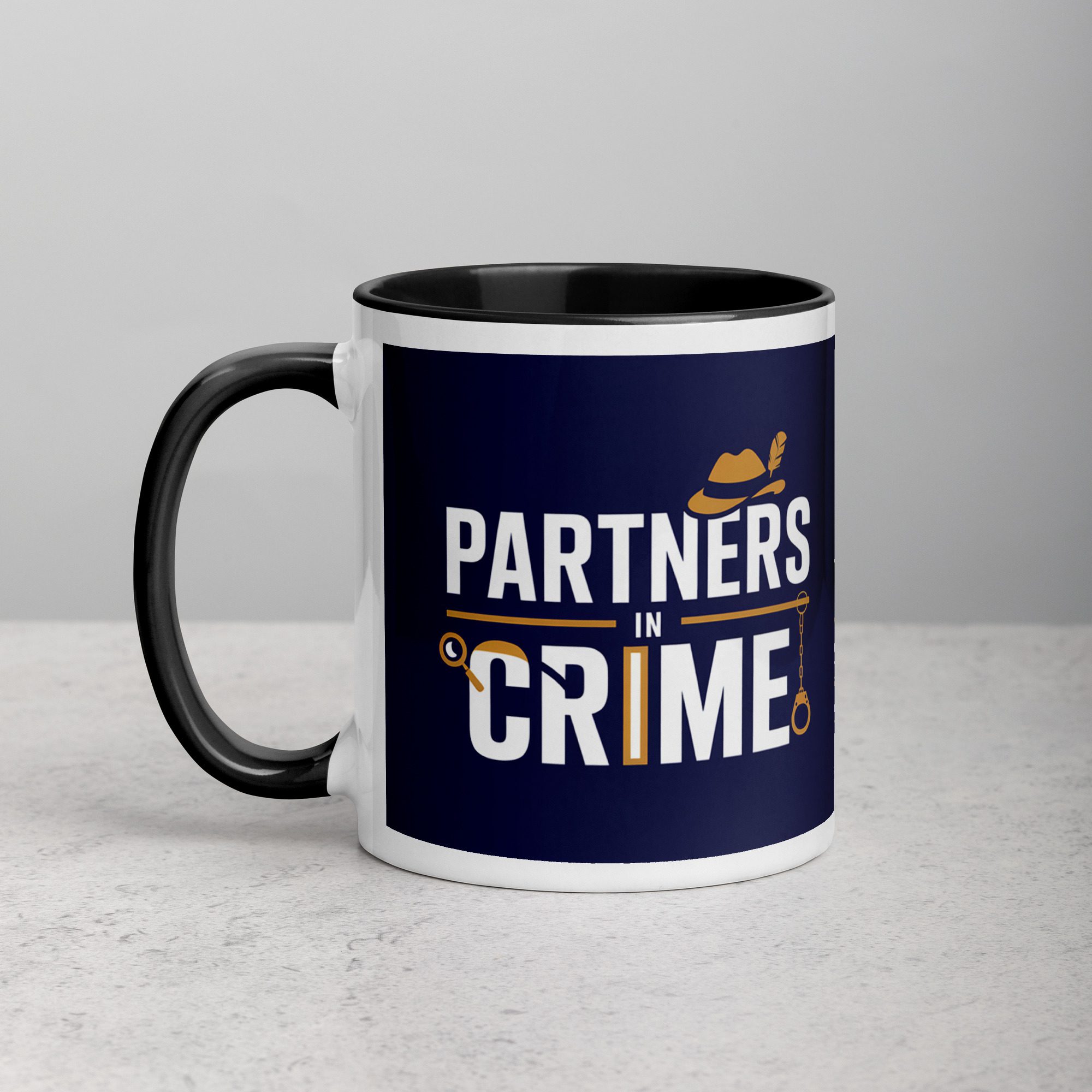 white-ceramic-mug-with-color-inside-black-11-oz-left-673d1717b2aaa.jpg Partners in Crime Coffee Mug & Tea Cup - Image 1