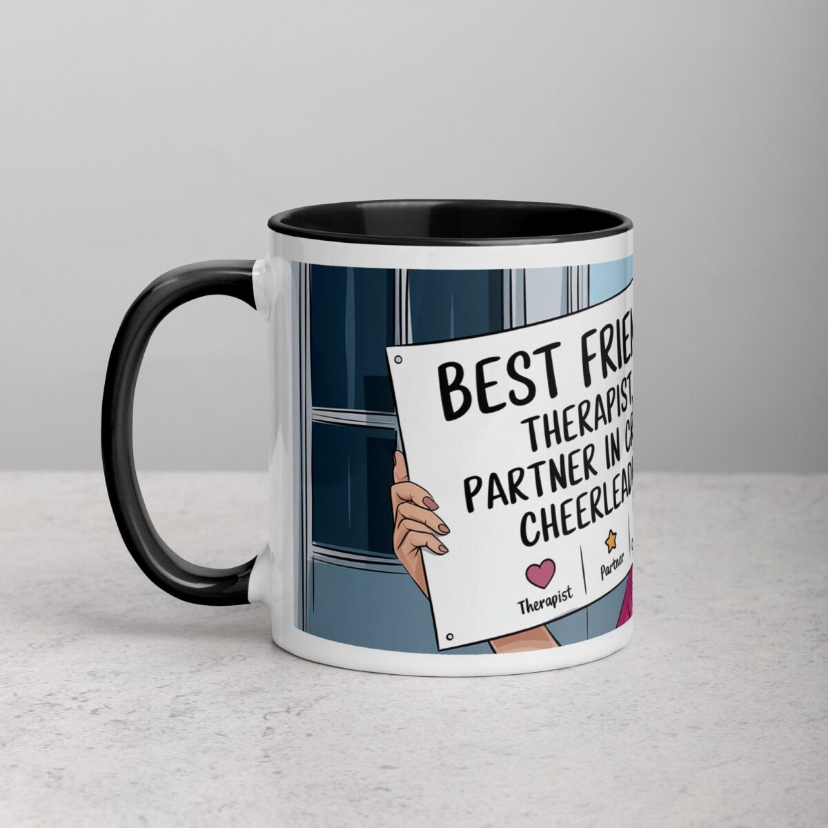 Best Friend: Therapist, Partner in Crime, Cheerleader Mug - Image 2