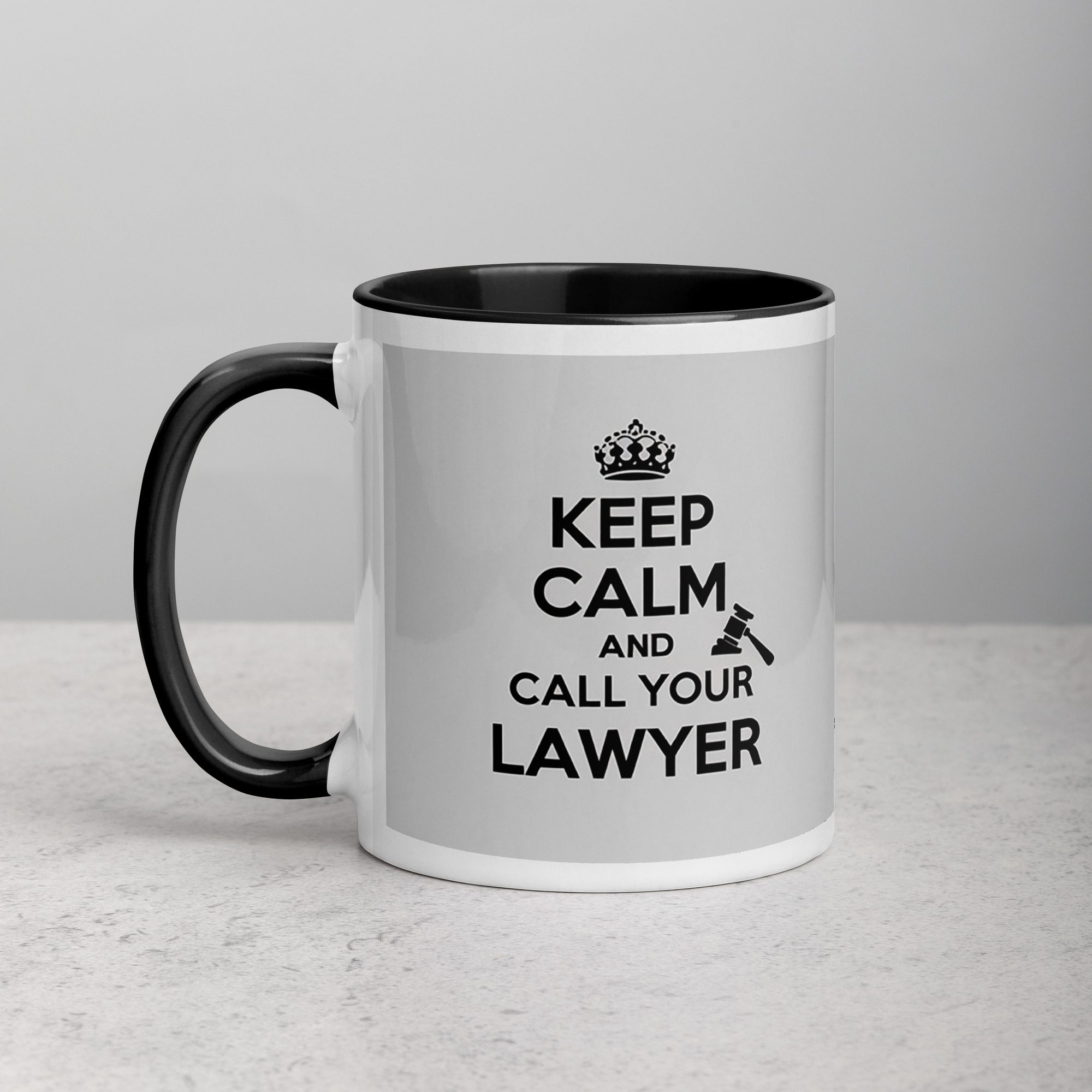 white-ceramic-mug-with-color-inside-black-11-oz-left-673e42b4ecdbe.jpg Keep Calm and Call Your Lawyer Coffee Mug - Image 1