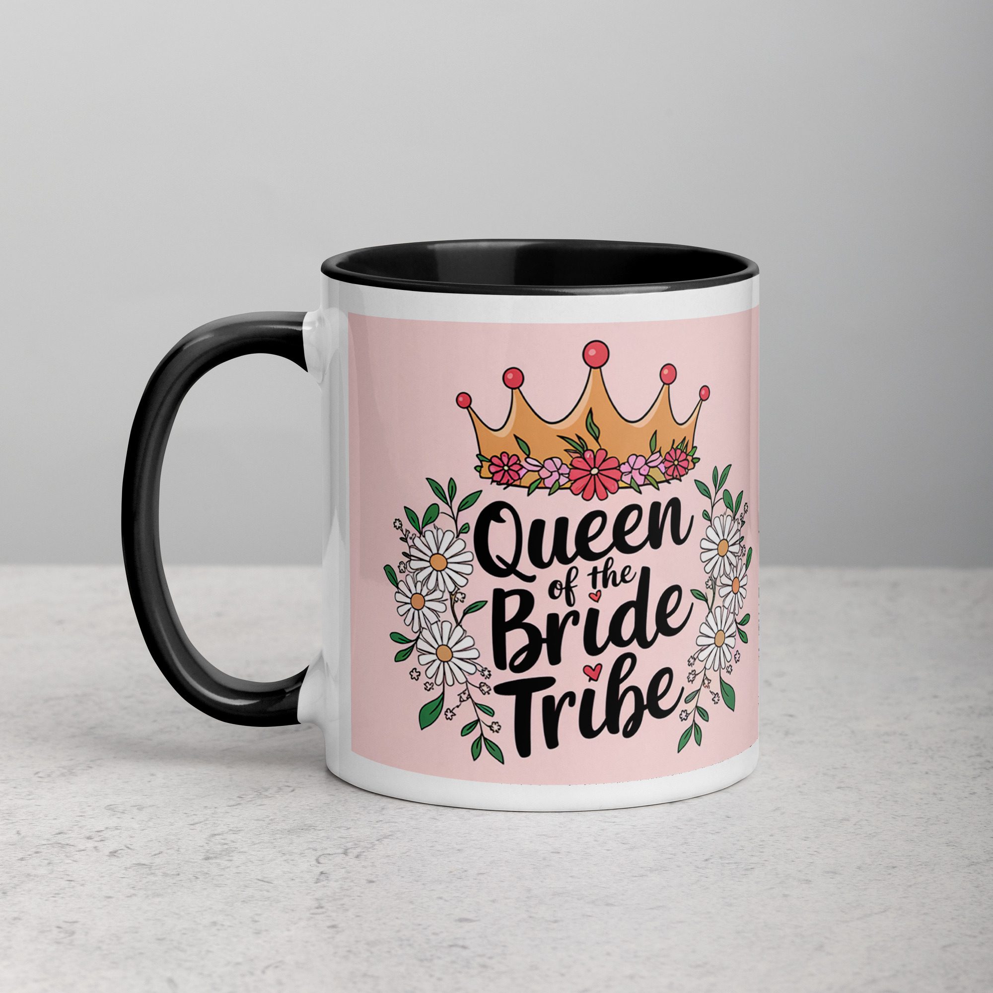 white-ceramic-mug-with-color-inside-black-11-oz-left-673faaf8cdd8d.jpg Queen of the Bride Tribe - Image 1