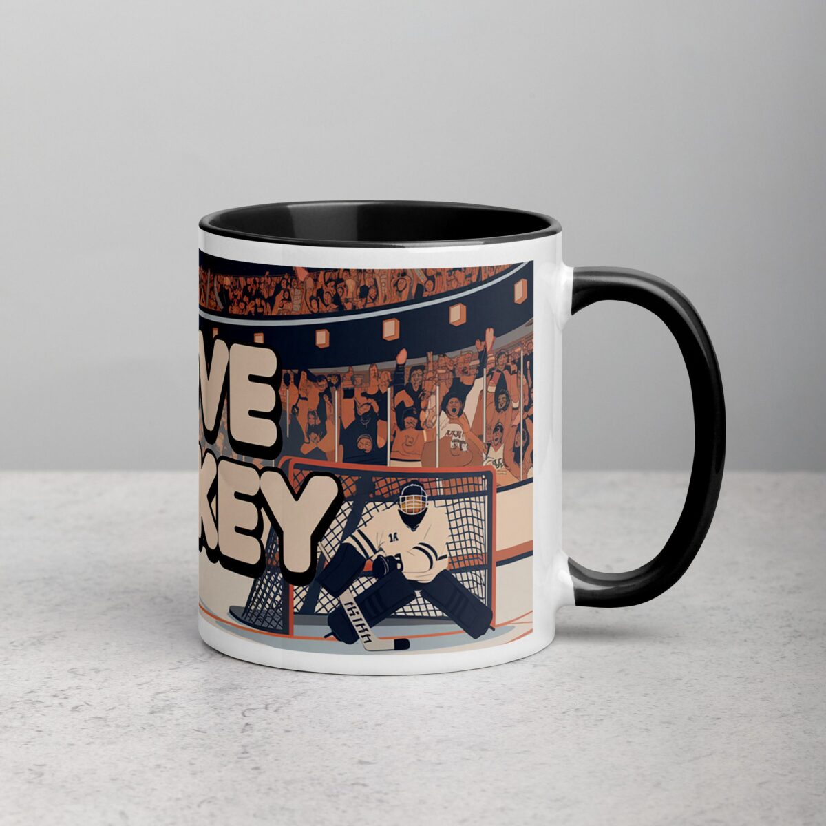 I Love Hockey Retro Hockey Coffee Cup - Image 3
