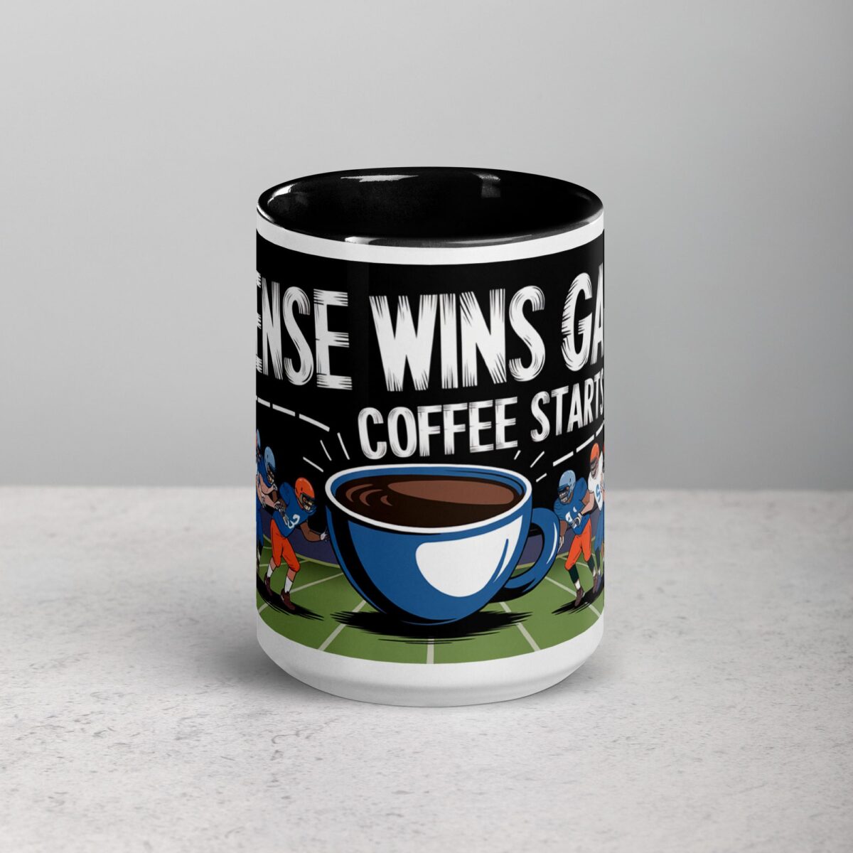 Defense Wins Games, Coffee Starts Days Football Mug - Image 4