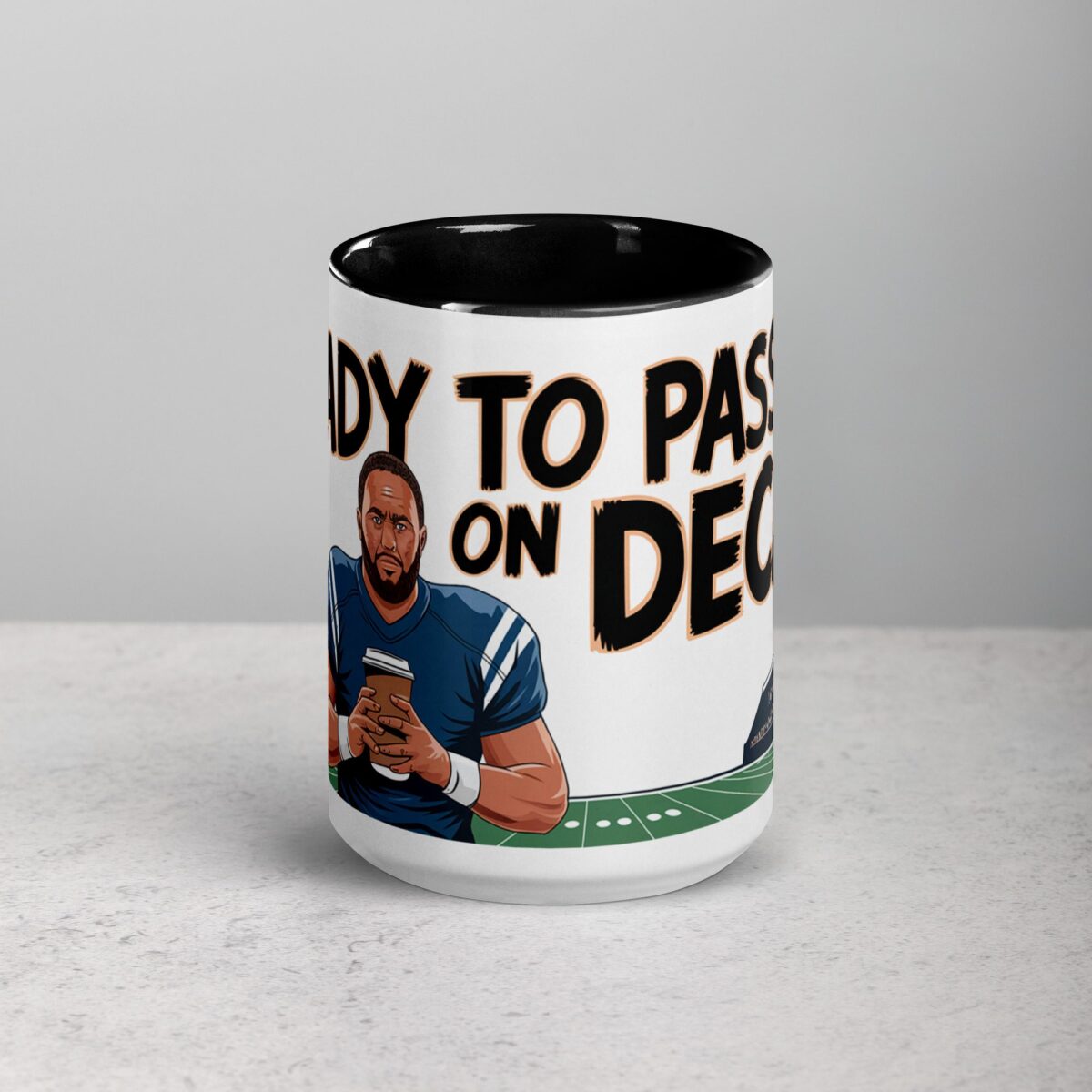 Ready to Pass… on Decaf Football Coffee Mug - Image 4