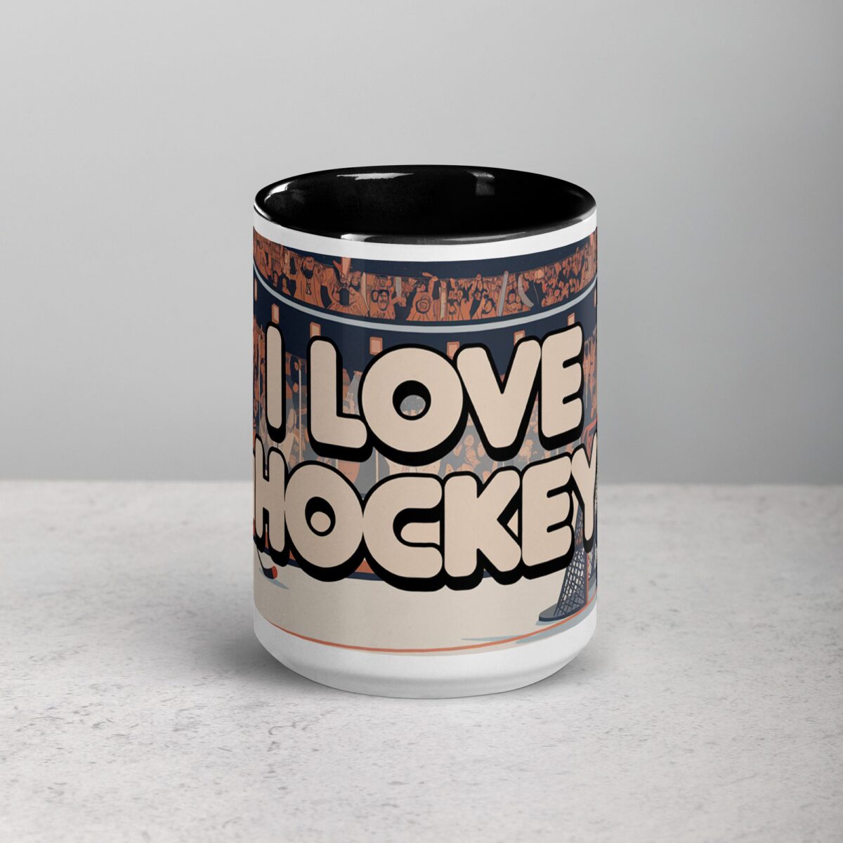 I Love Hockey Retro Hockey Coffee Cup - Image 4