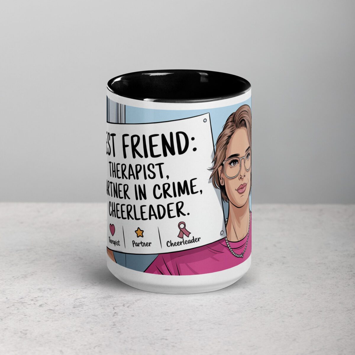 Best Friend: Therapist, Partner in Crime, Cheerleader Mug - Image 4