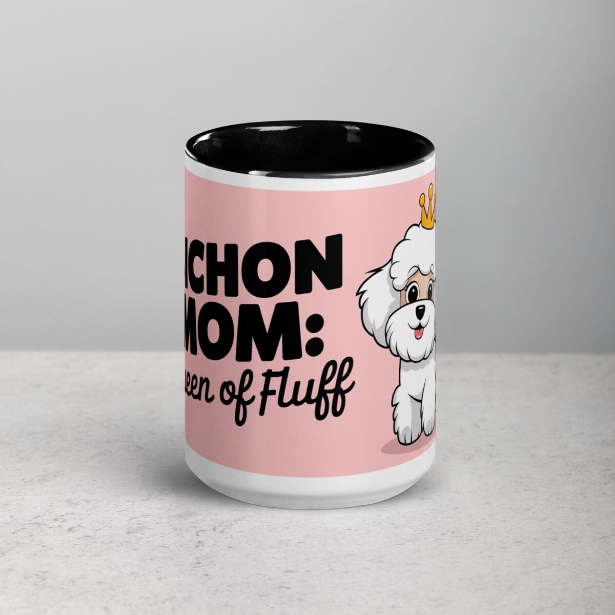 Bichon Mom: Queen of Fluff Coffee Mug - Image 4