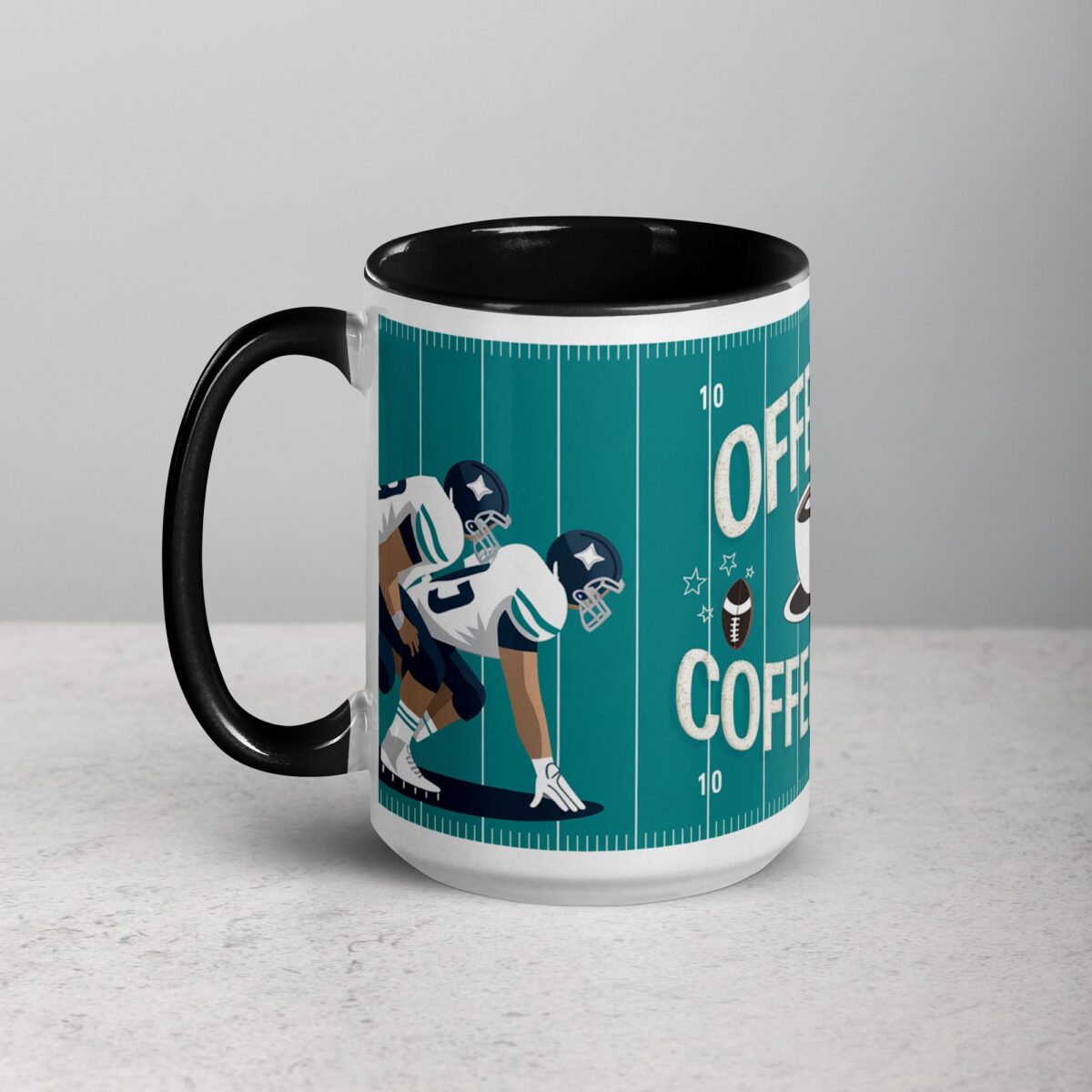 Offense, Defense, Coffee First Football Mug - Image 5
