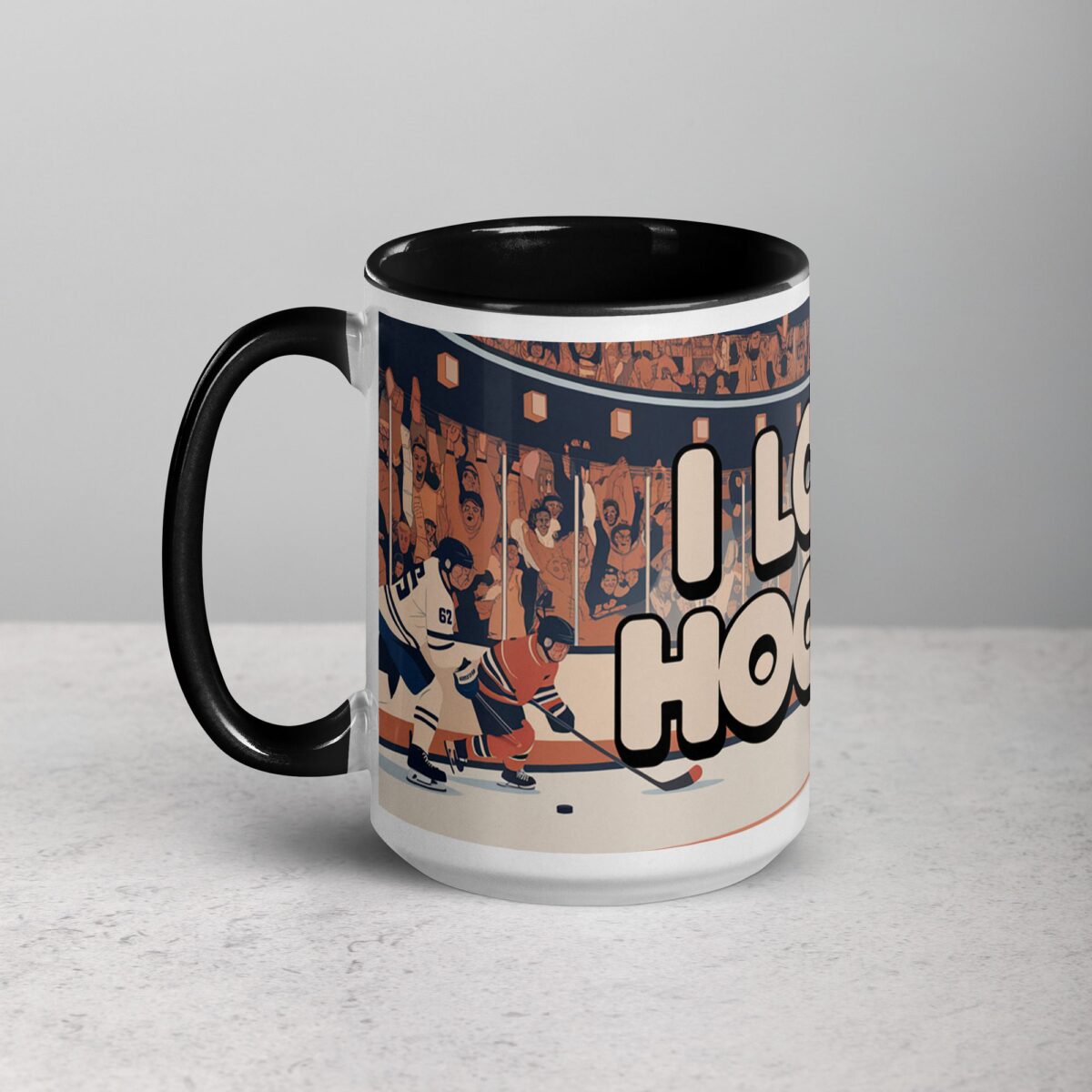 I Love Hockey Retro Hockey Coffee Cup - Image 5