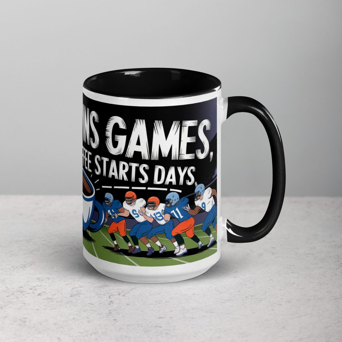 Defense Wins Games, Coffee Starts Days Football Mug - Image 6