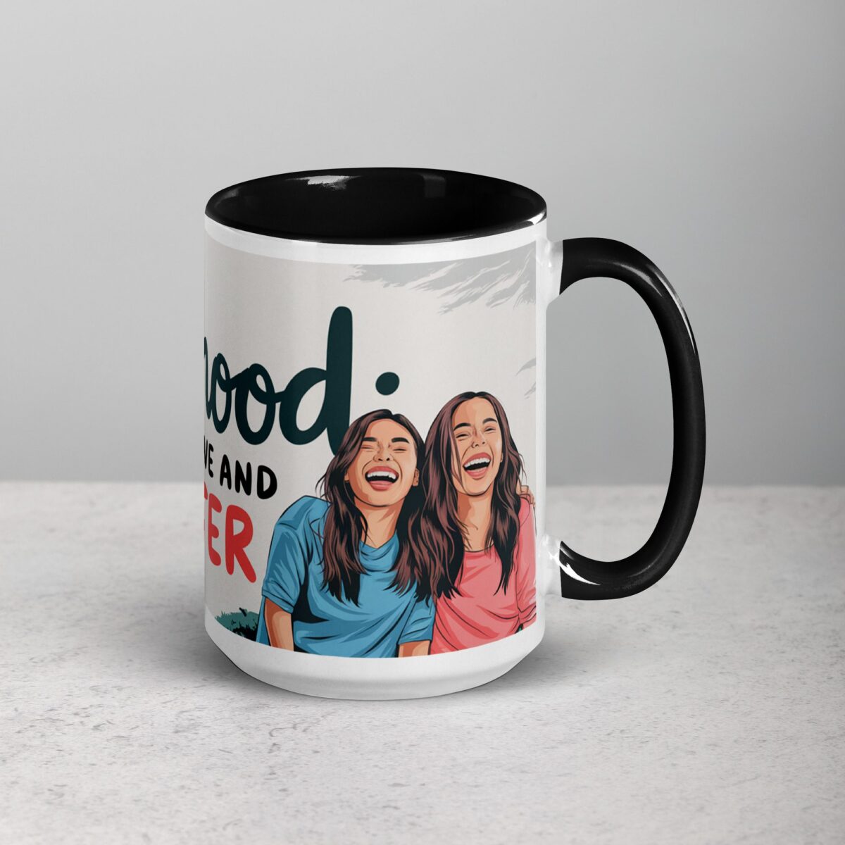 Sisterhood: Powered by Love and Laughter Coffee Mug - Image 6