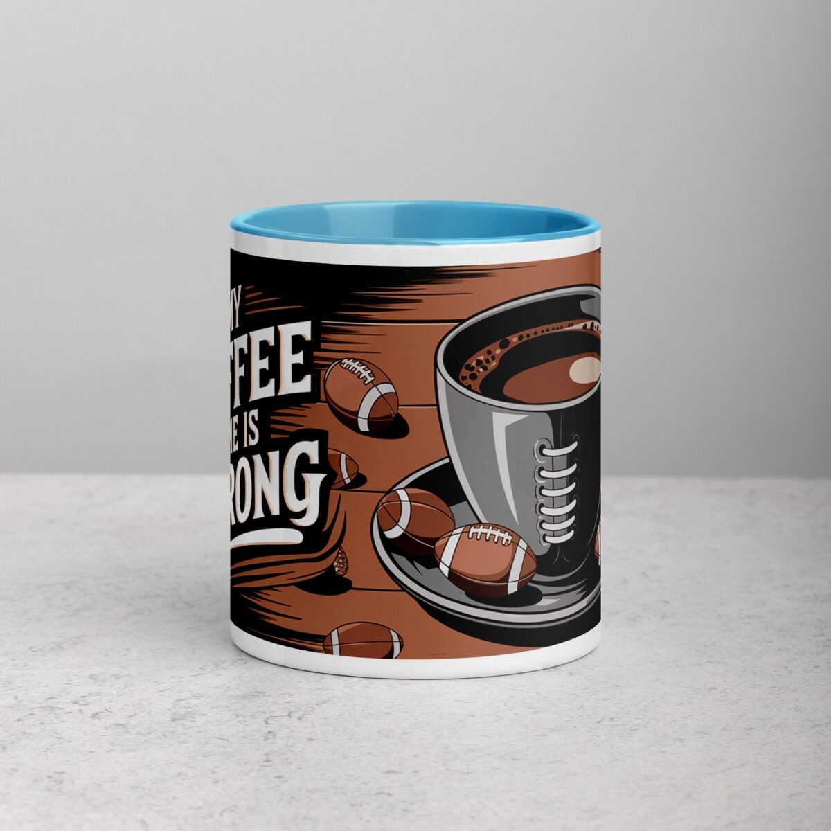 My Coffee Game is Strong Football Mug - Image 13
