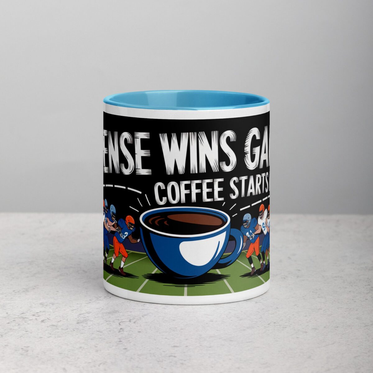 Defense Wins Games, Coffee Starts Days Football Mug - Image 13