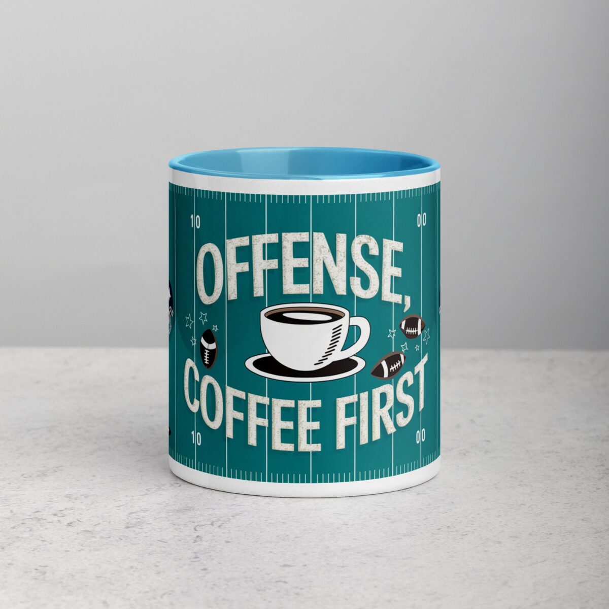 Offense, Defense, Coffee First Football Mug - Image 13