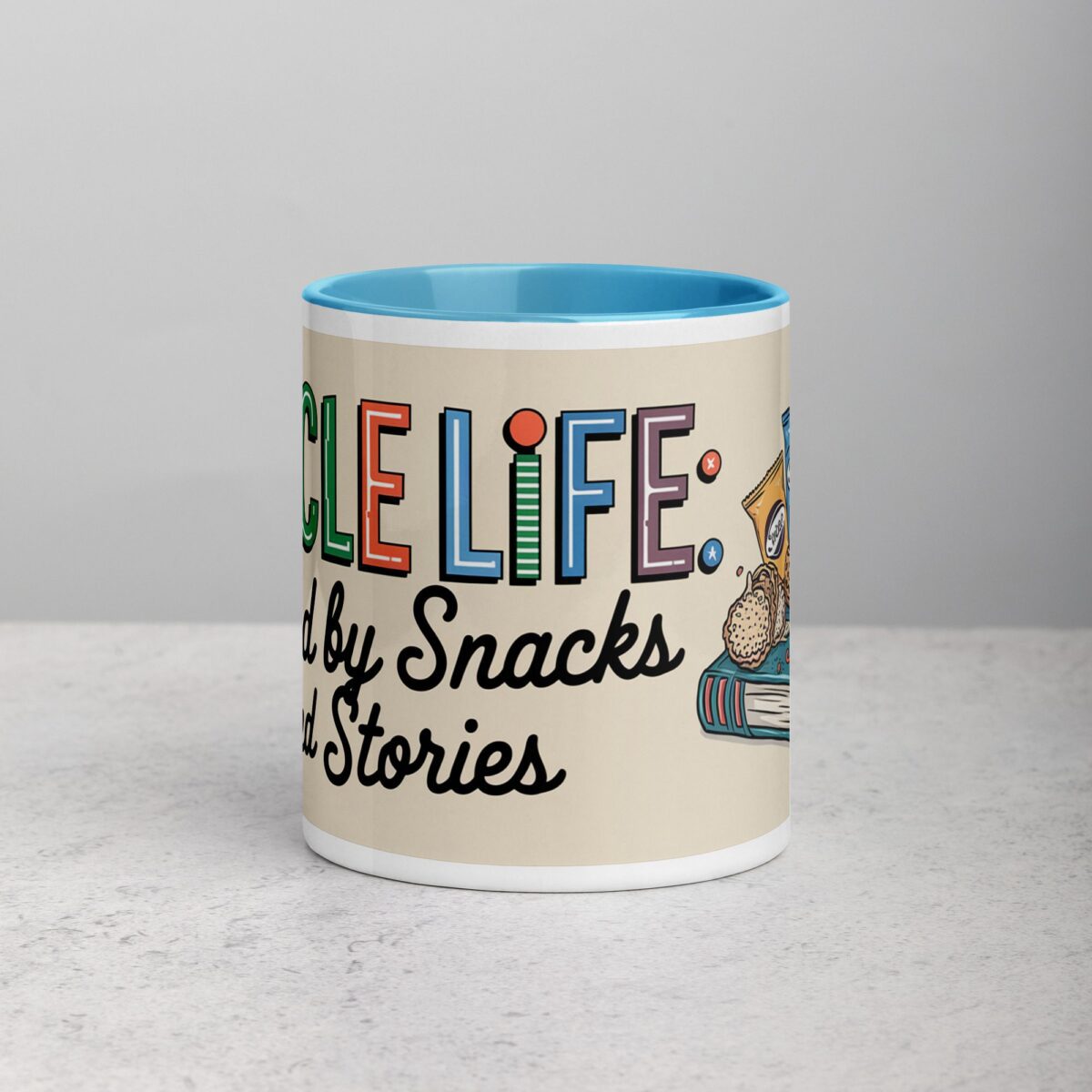 Uncle Life: Fueled by Snacks and Stories Mug - Image 13