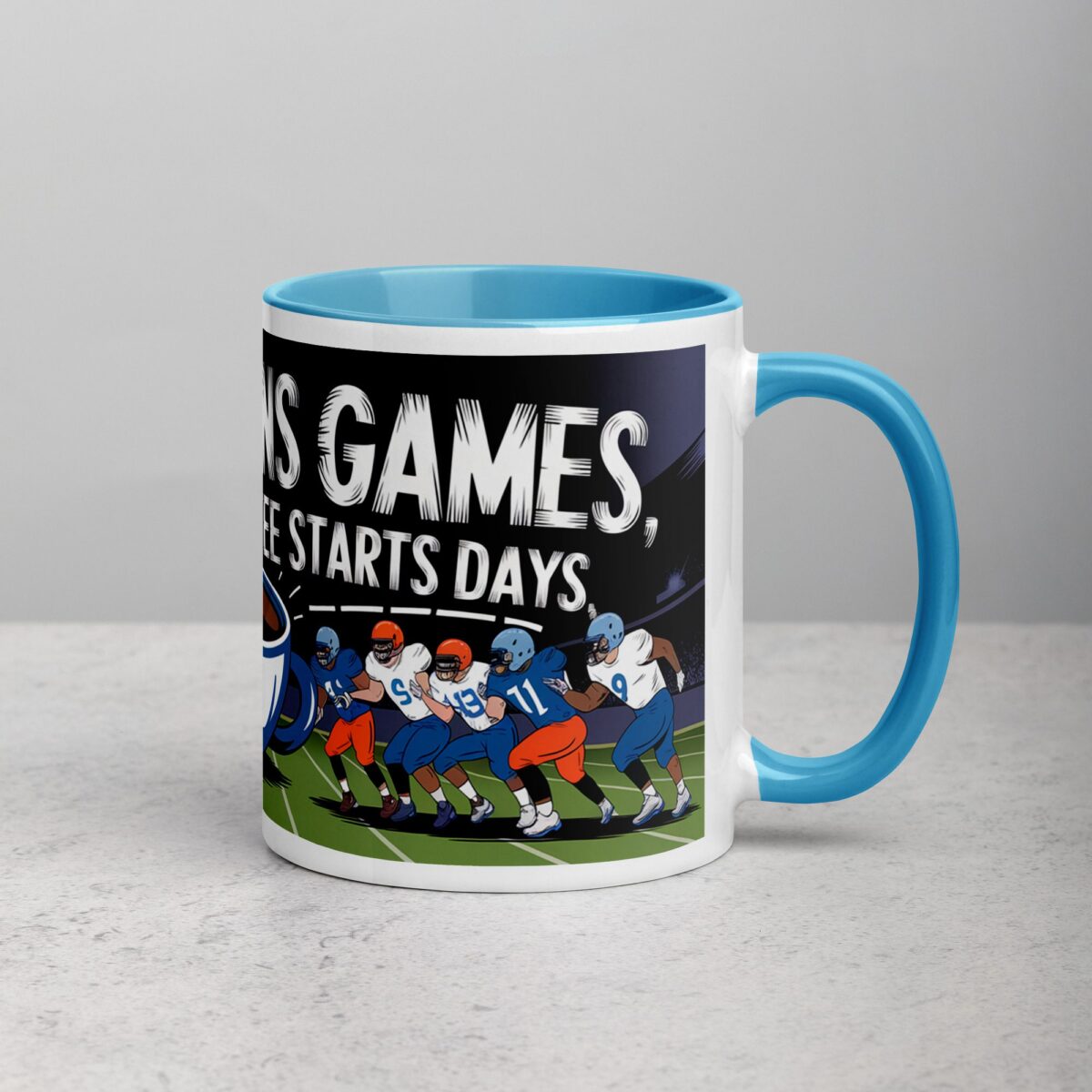 Defense Wins Games, Coffee Starts Days Football Mug - Image 15