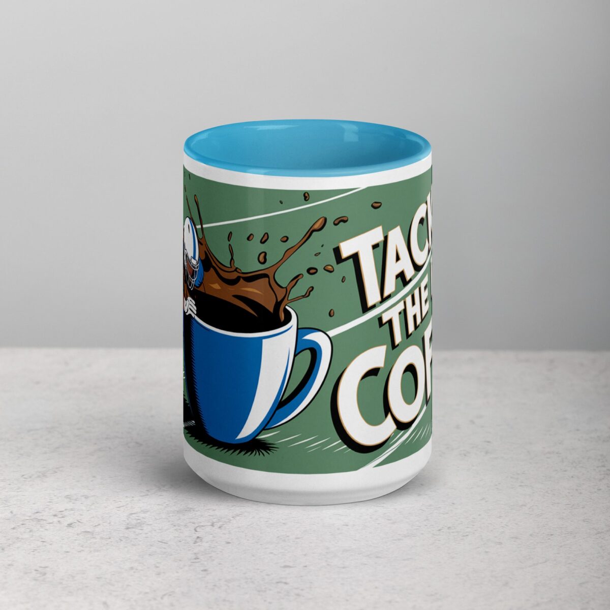 Tackle the Day with Coffee Football Mug - Image 16