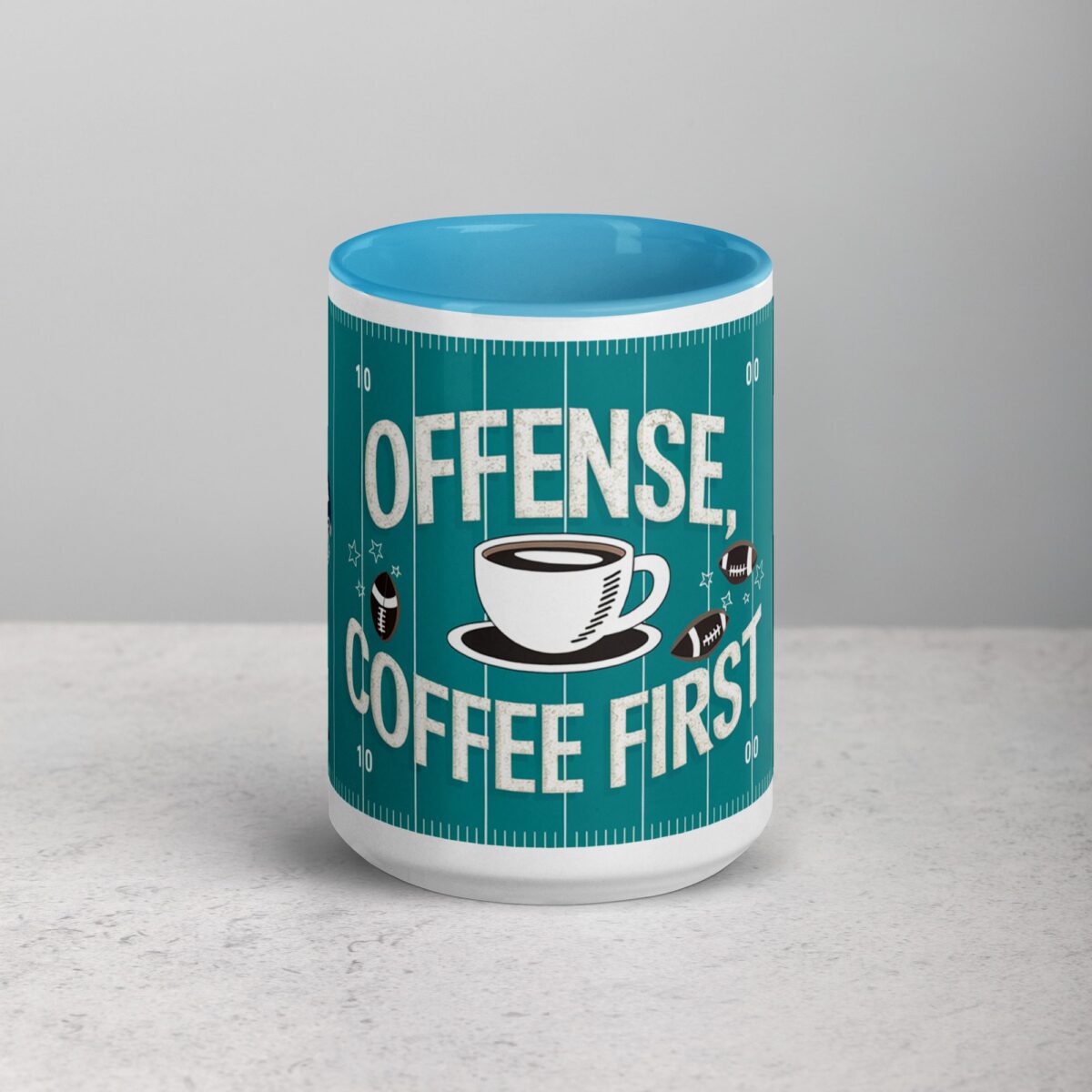 Offense, Defense, Coffee First Football Mug - Image 16