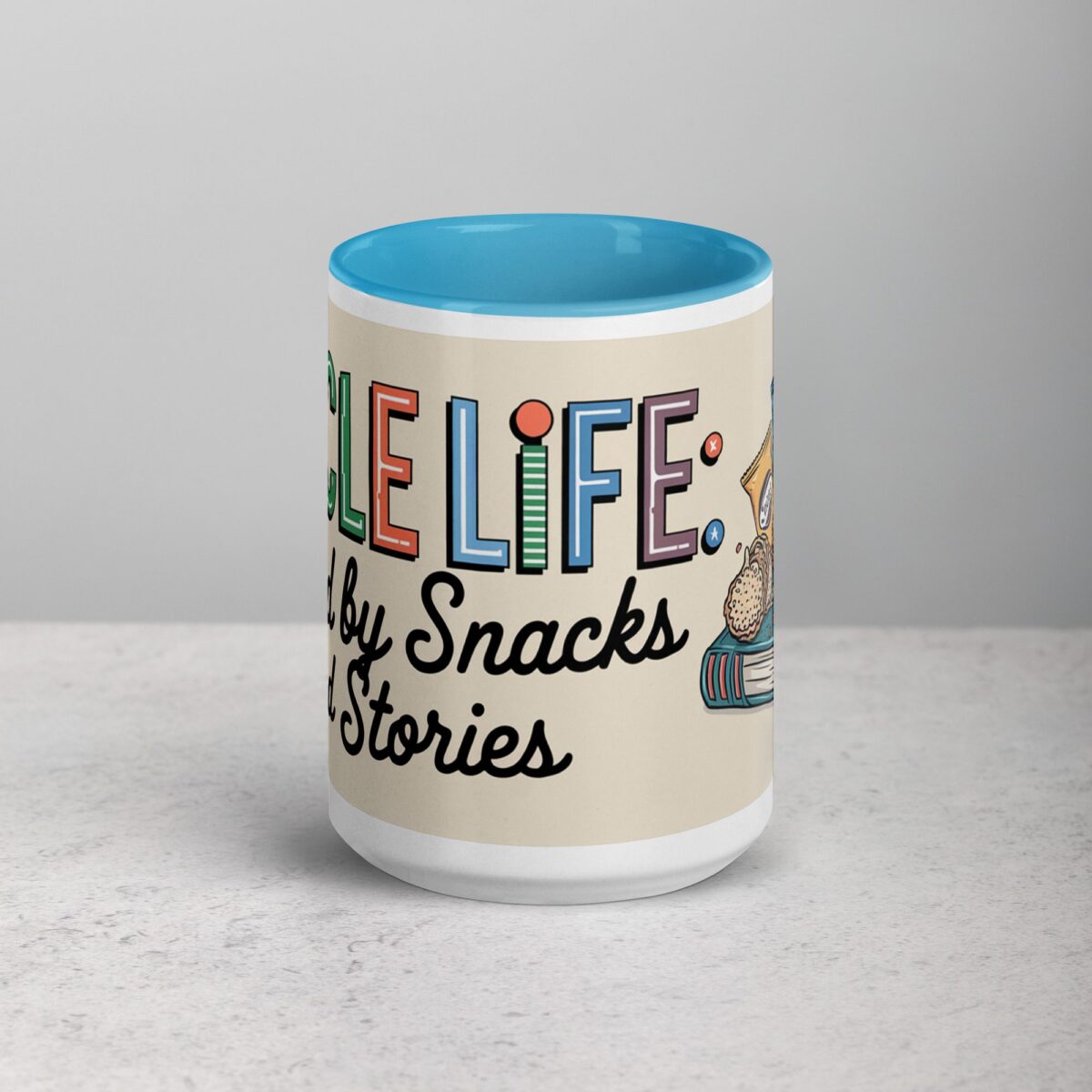 Uncle Life: Fueled by Snacks and Stories Mug - Image 16