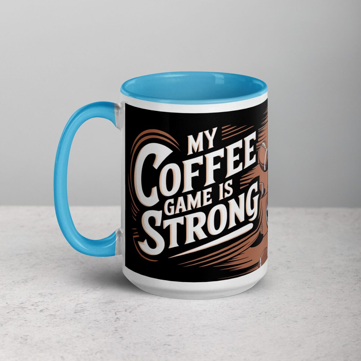 My Coffee Game is Strong Football Mug - Image 17