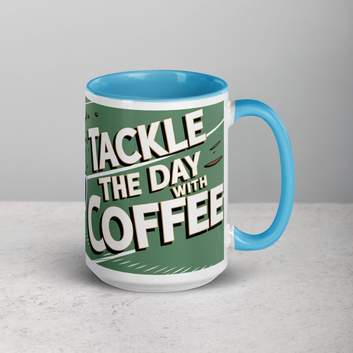 Tackle the Day with Coffee Football Mug - Image 18