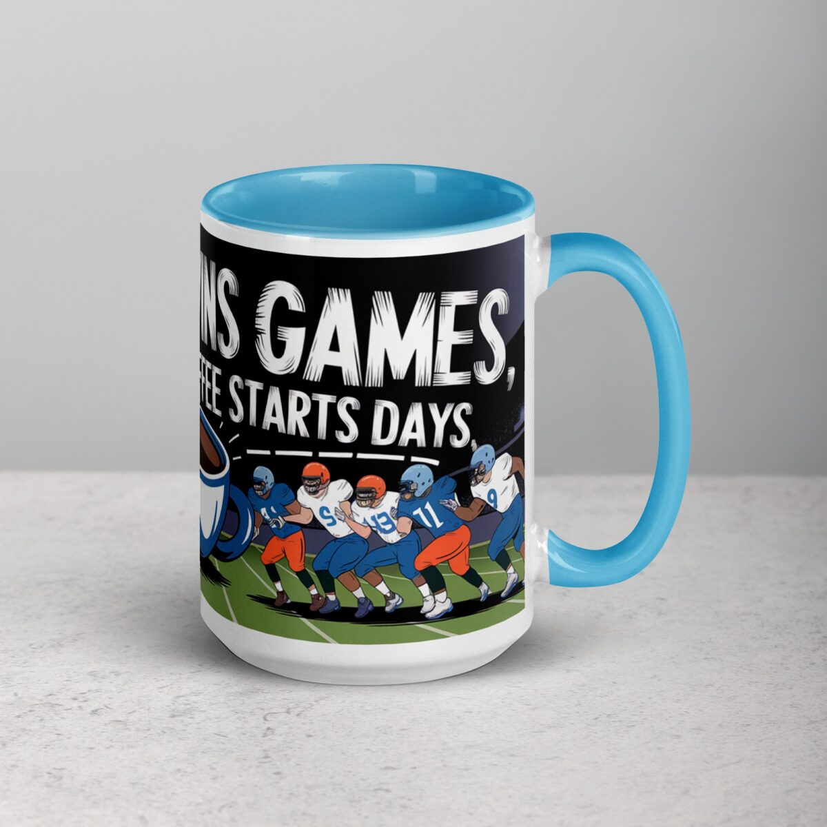 Defense Wins Games, Coffee Starts Days Football Mug - Image 18