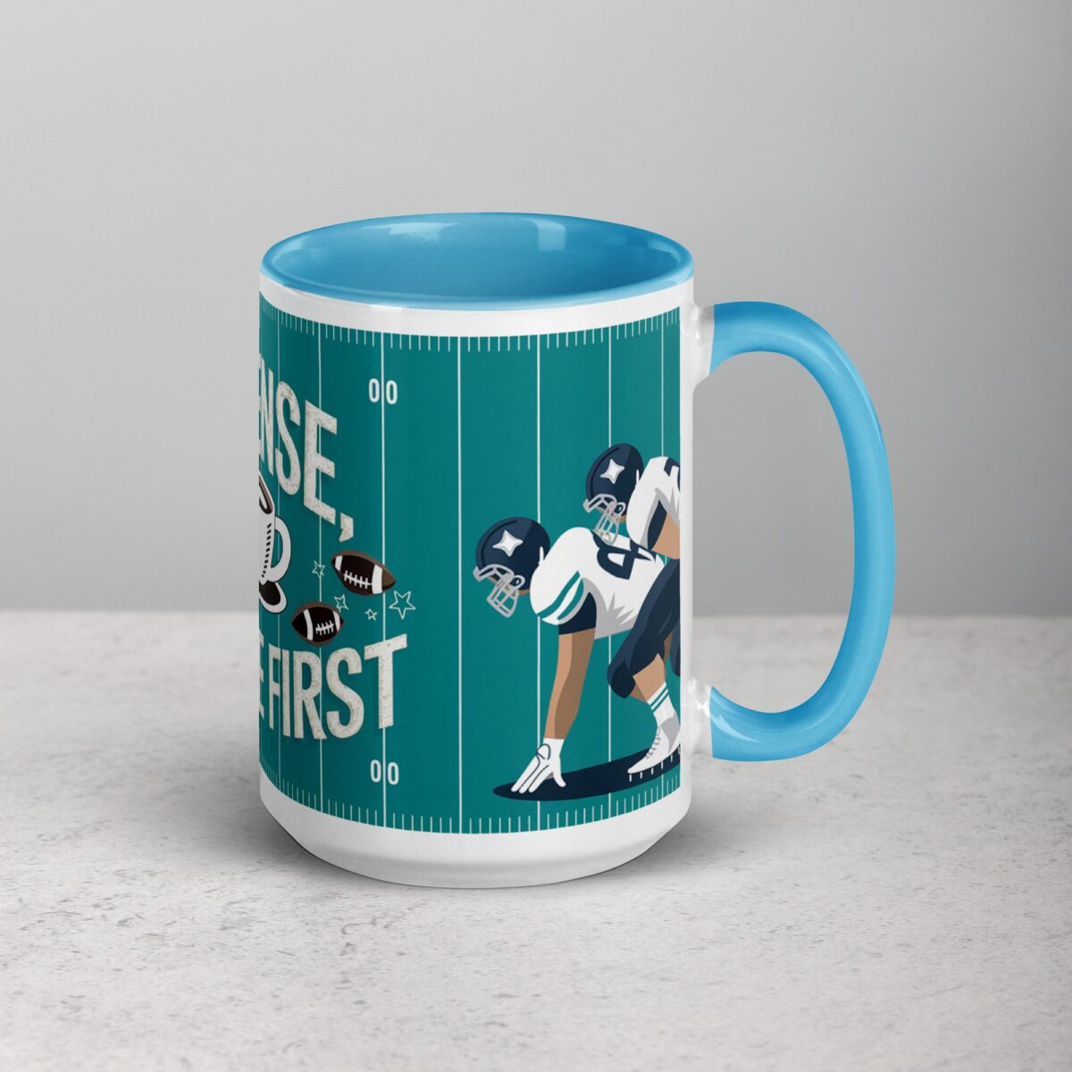 Offense, Defense, Coffee First Football Mug - Image 18