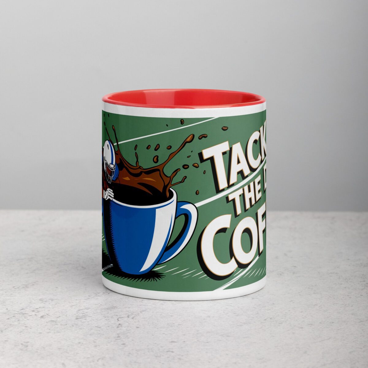 Tackle the Day with Coffee Football Mug - Image 7