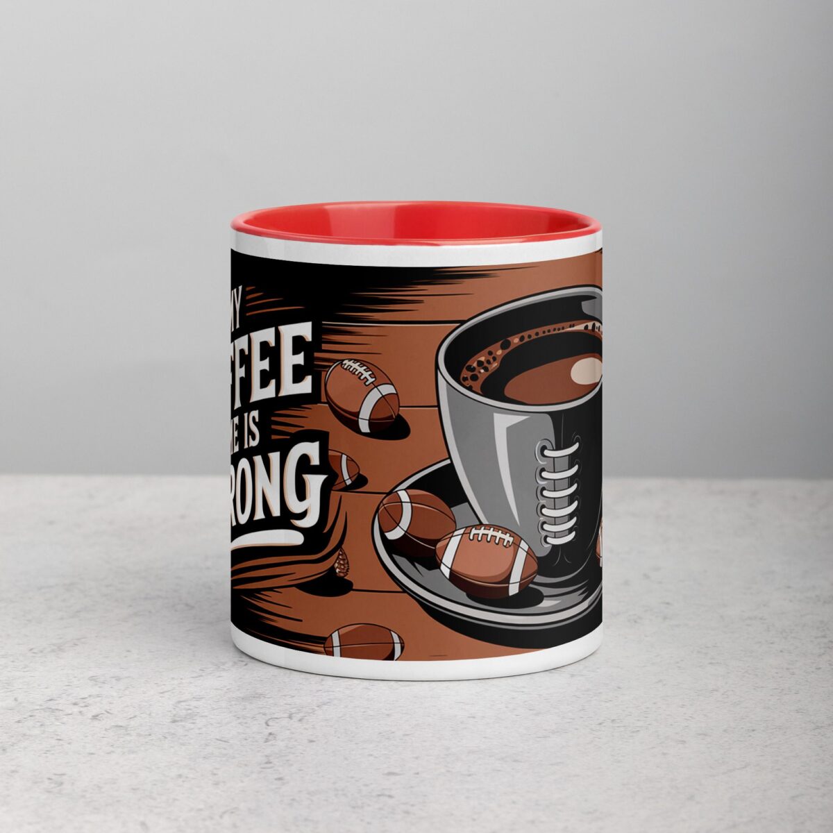 My Coffee Game is Strong Football Mug - Image 7