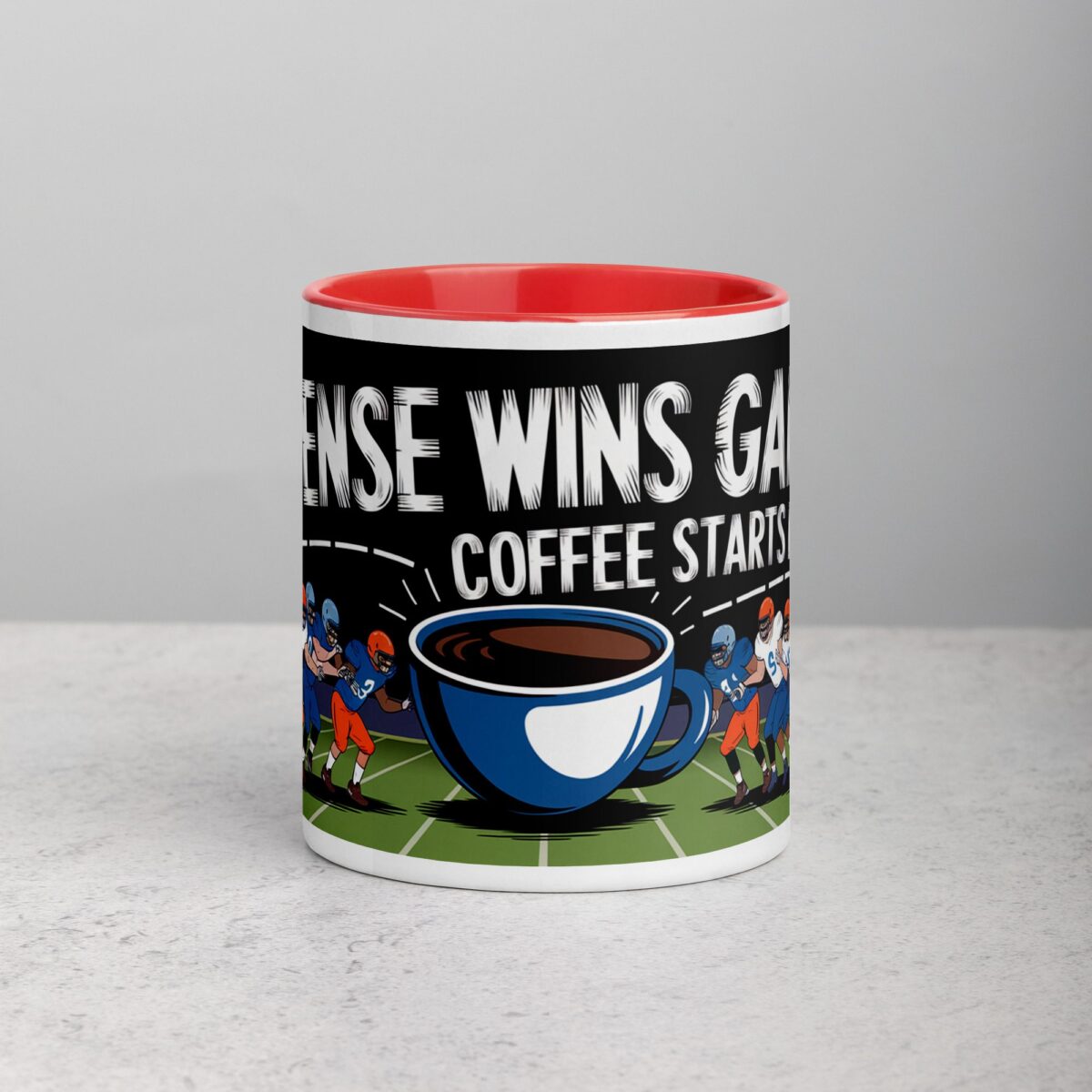 Defense Wins Games, Coffee Starts Days Football Mug - Image 7