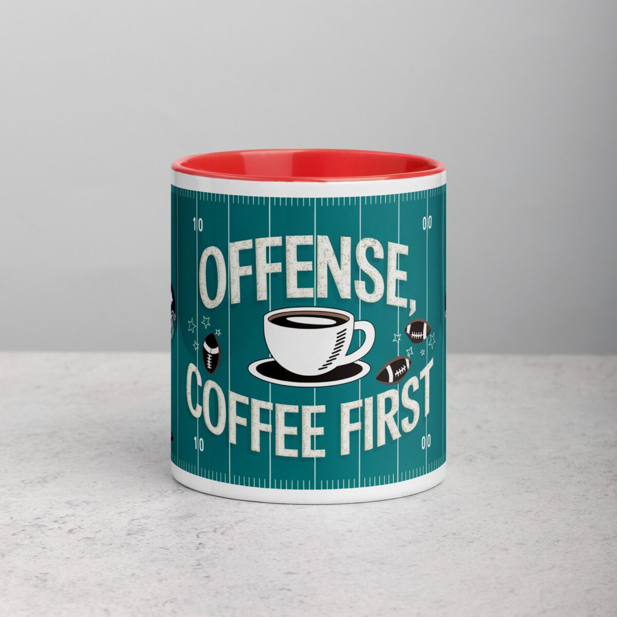 Offense, Defense, Coffee First Football Mug - Image 7