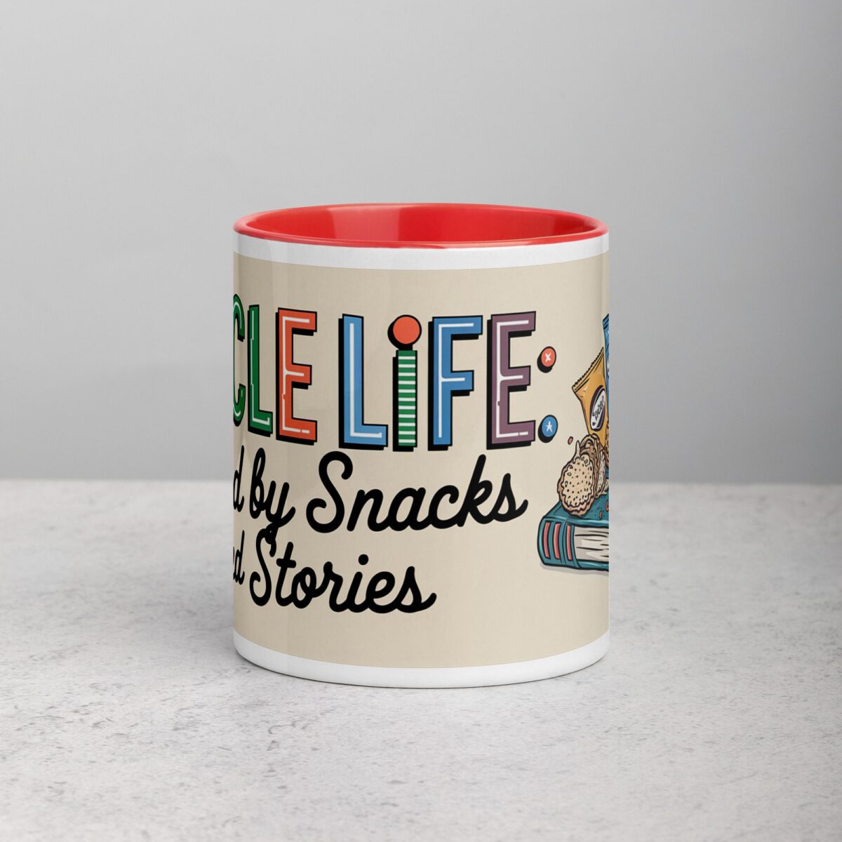 Uncle Life: Fueled by Snacks and Stories Mug - Image 7