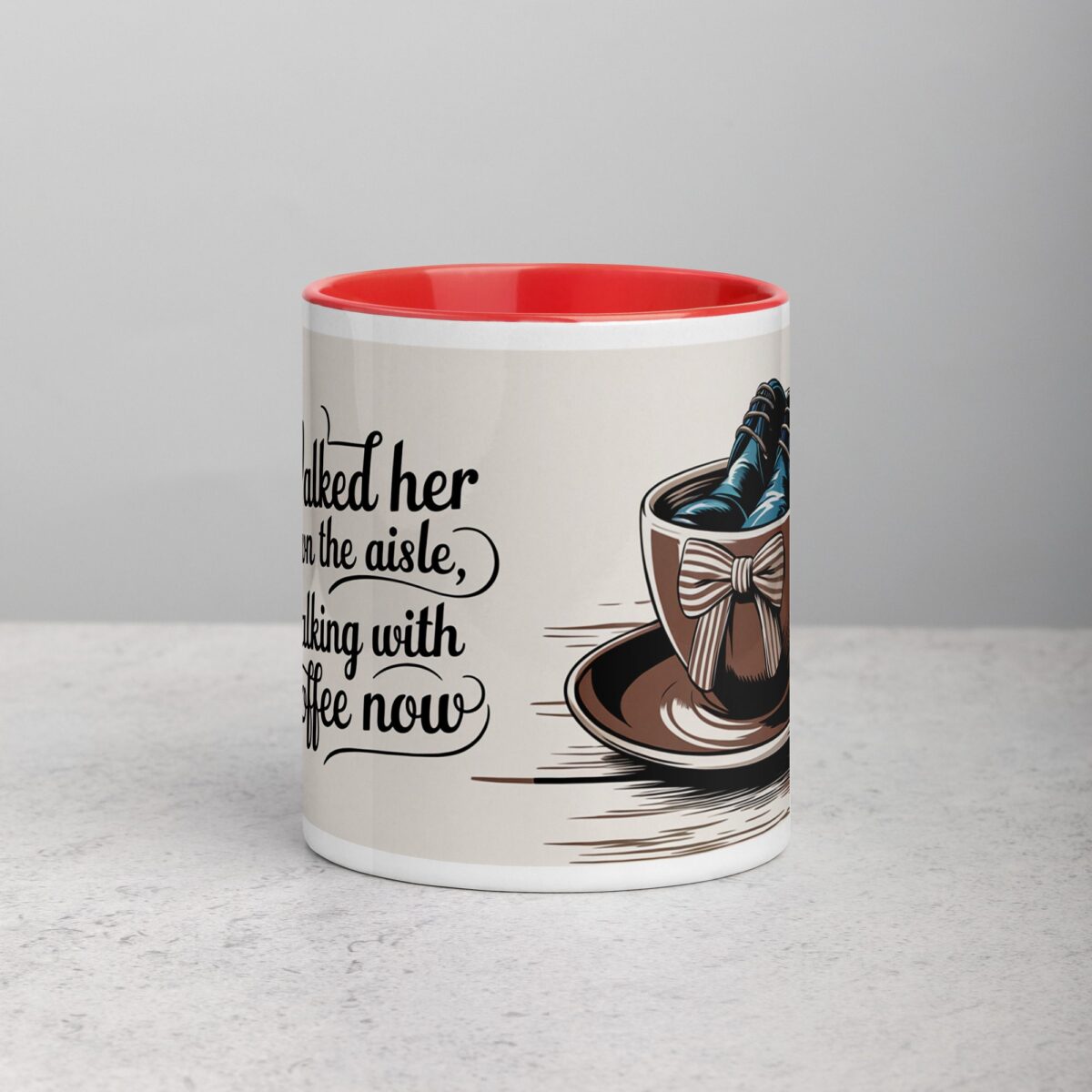 Walked Her Down the Aisle, Walking with Coffee Now Mug - Image 7