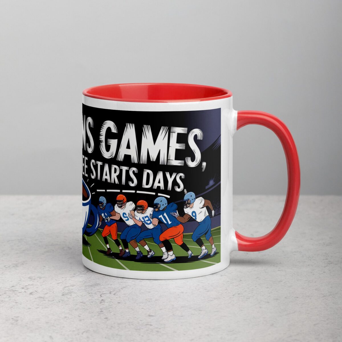 Defense Wins Games, Coffee Starts Days Football Mug - Image 9
