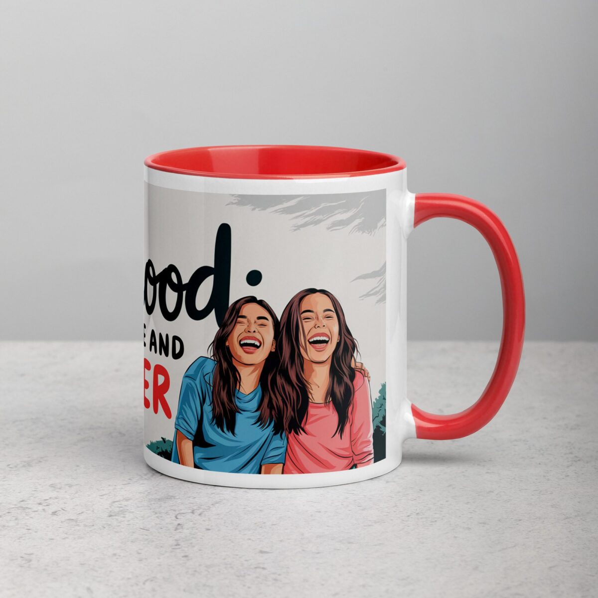 Sisterhood: Powered by Love and Laughter Coffee Mug - Image 9