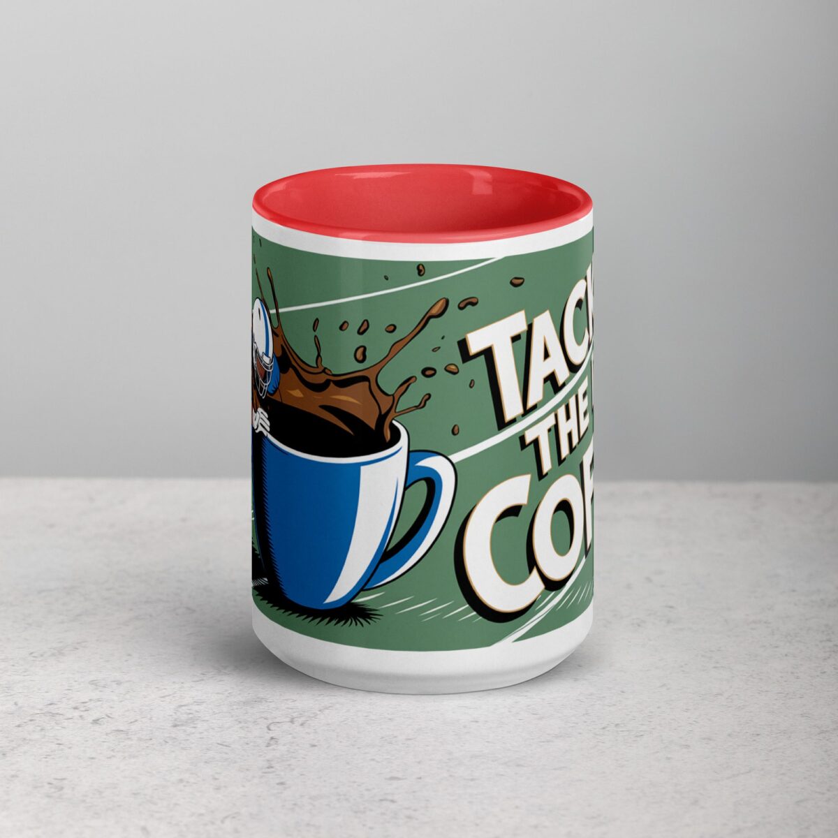 Tackle the Day with Coffee Football Mug - Image 10