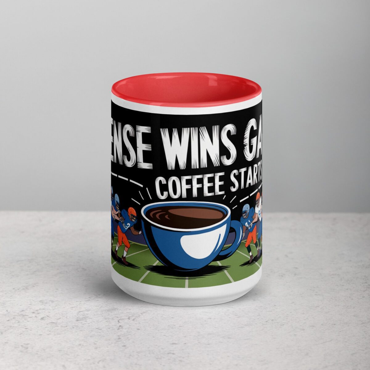 Defense Wins Games, Coffee Starts Days Football Mug - Image 10