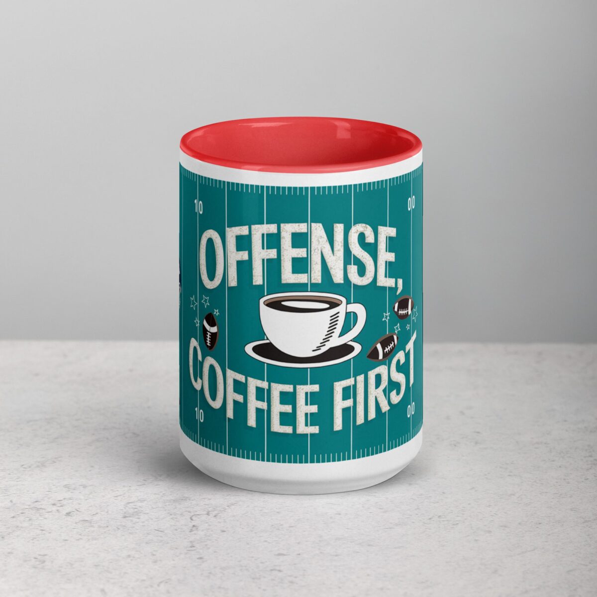 Offense, Defense, Coffee First Football Mug - Image 10