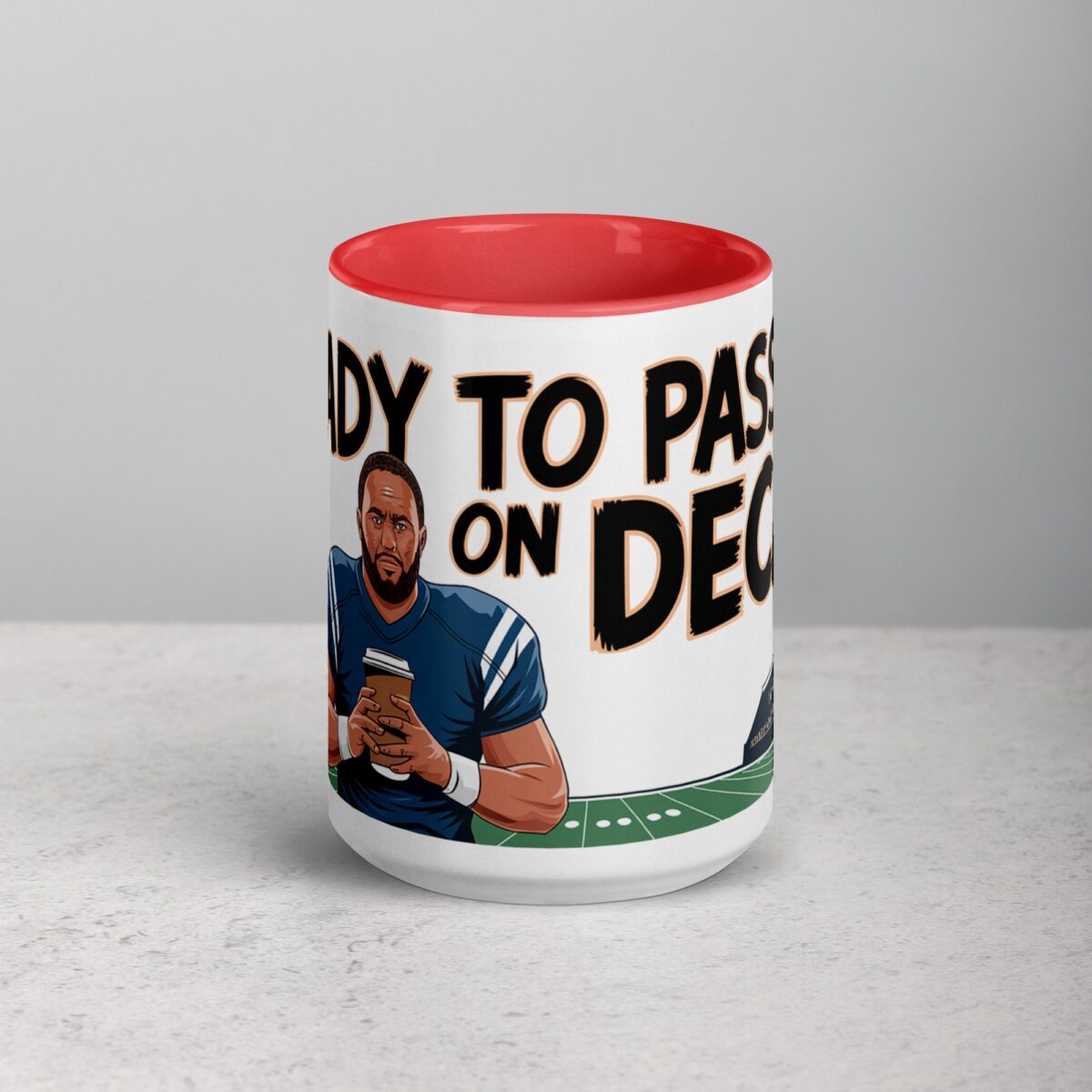Ready to Pass… on Decaf Football Coffee Mug - Image 10