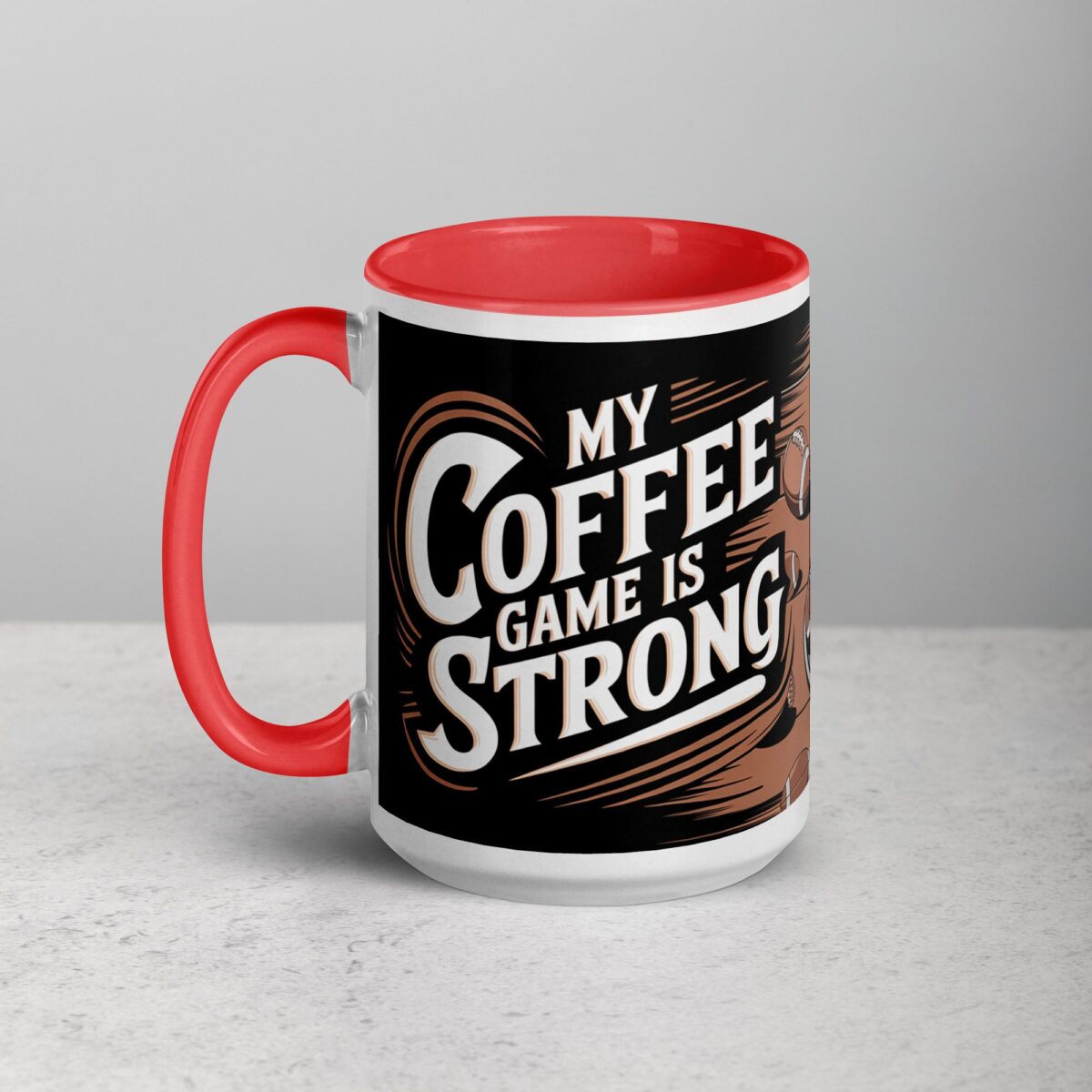 My Coffee Game is Strong Football Mug - Image 11