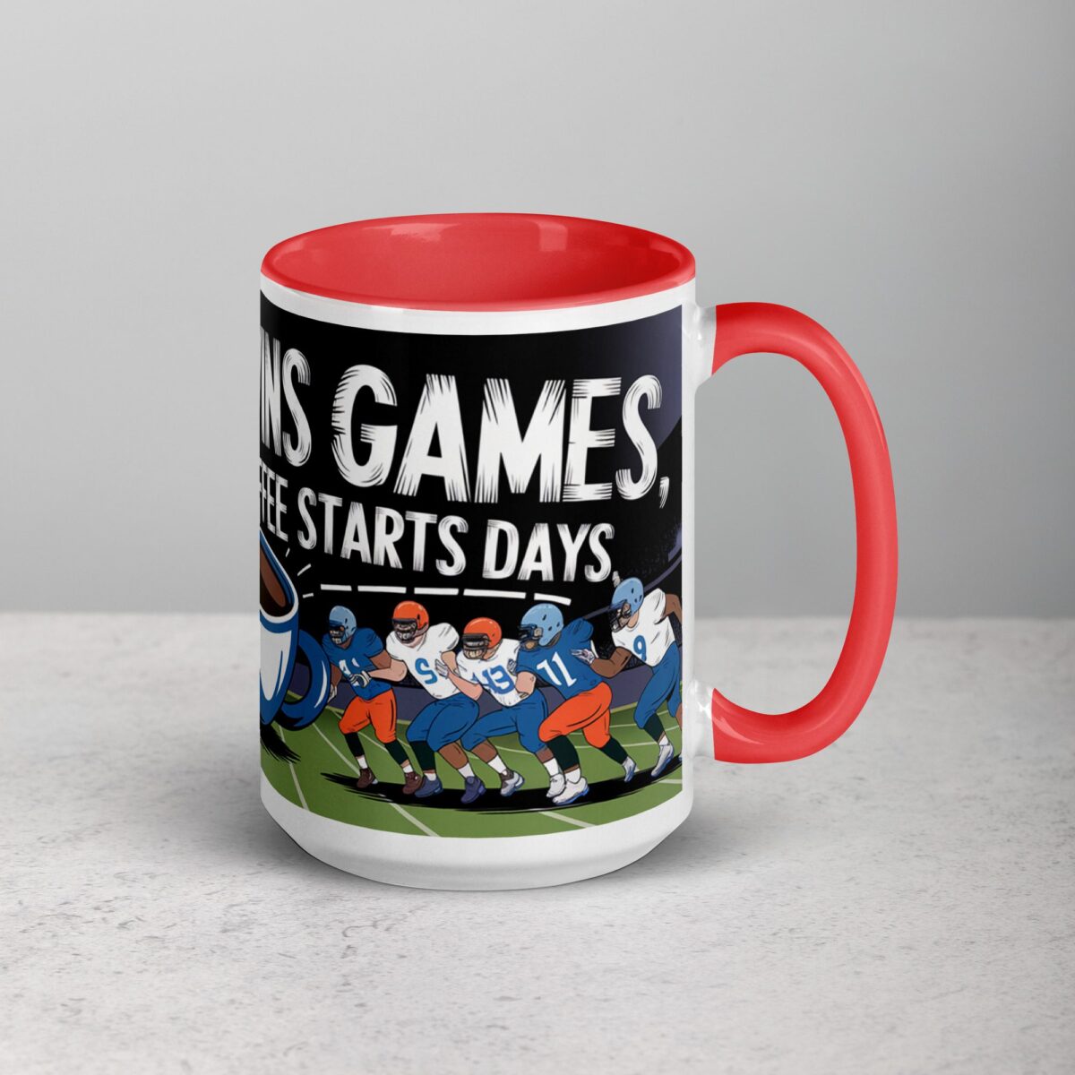 Defense Wins Games, Coffee Starts Days Football Mug - Image 12