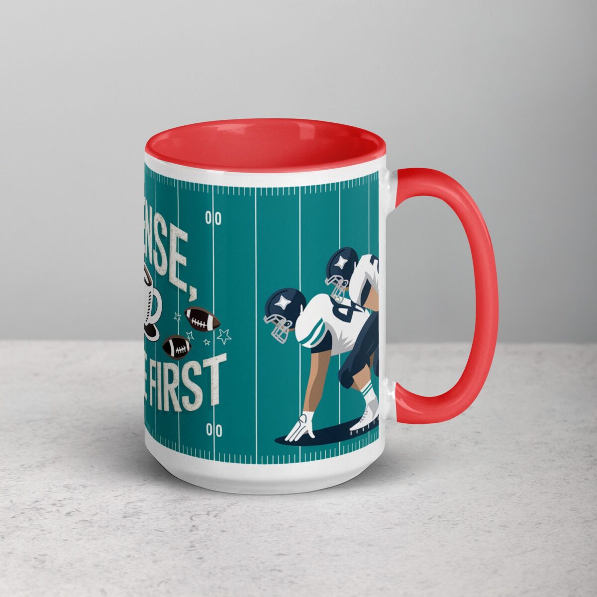 Offense, Defense, Coffee First Football Mug - Image 12