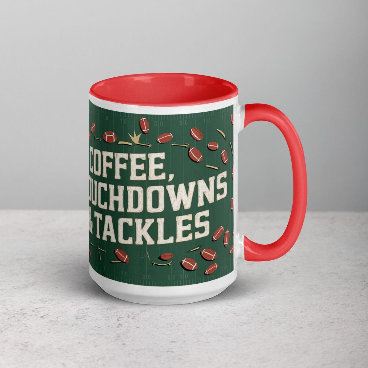 Coffee, Touchdowns & Tackles Football Mug - Image 12
