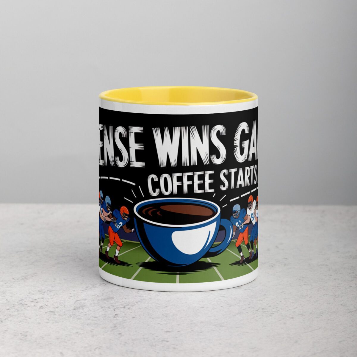 Defense Wins Games, Coffee Starts Days Football Mug - Image 19