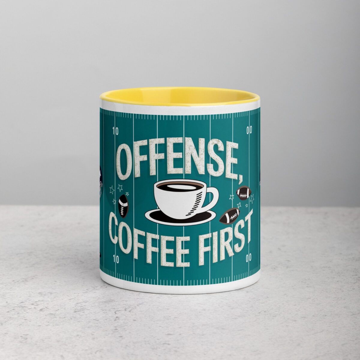 Offense, Defense, Coffee First Football Mug - Image 19