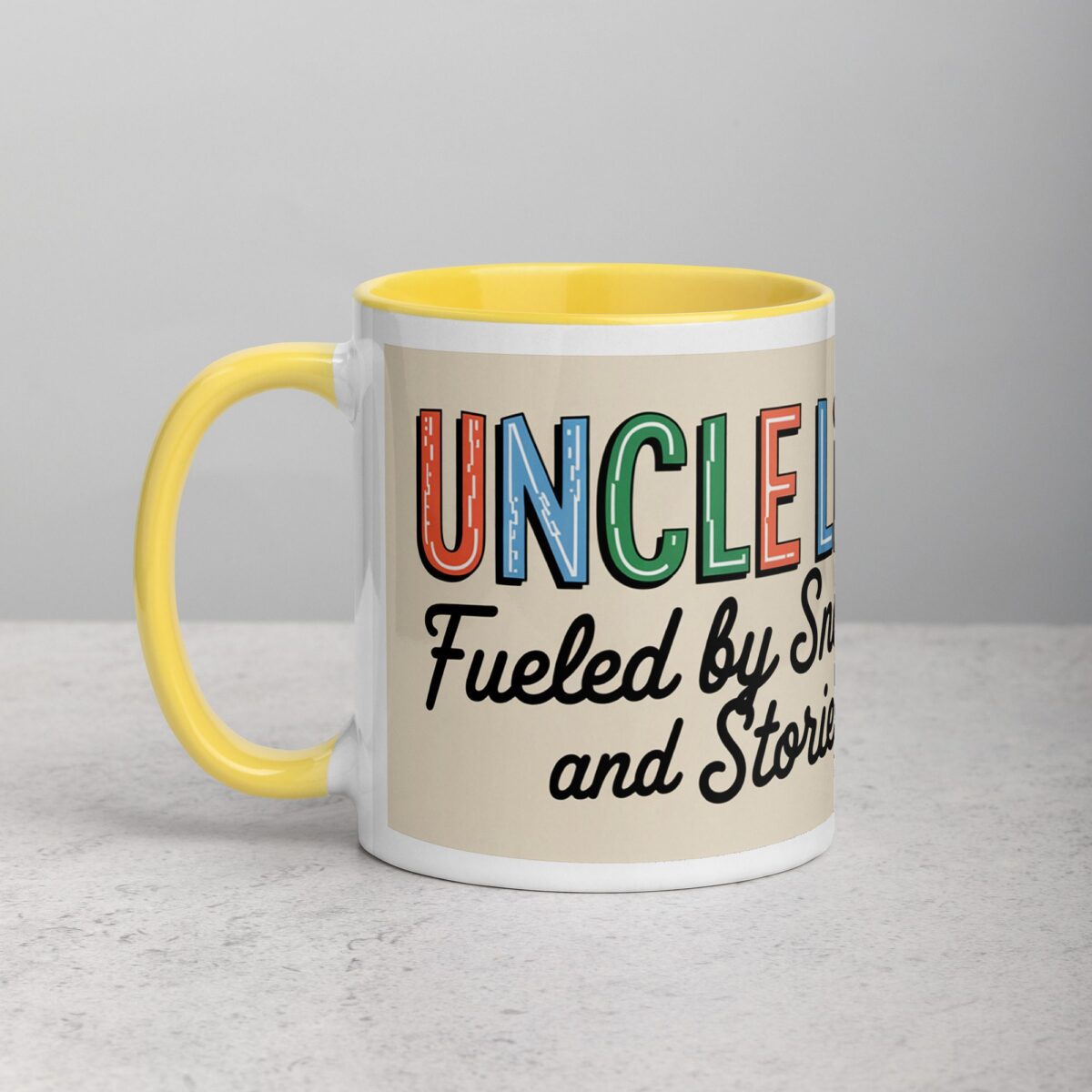Uncle Life: Fueled by Snacks and Stories Mug - Image 20